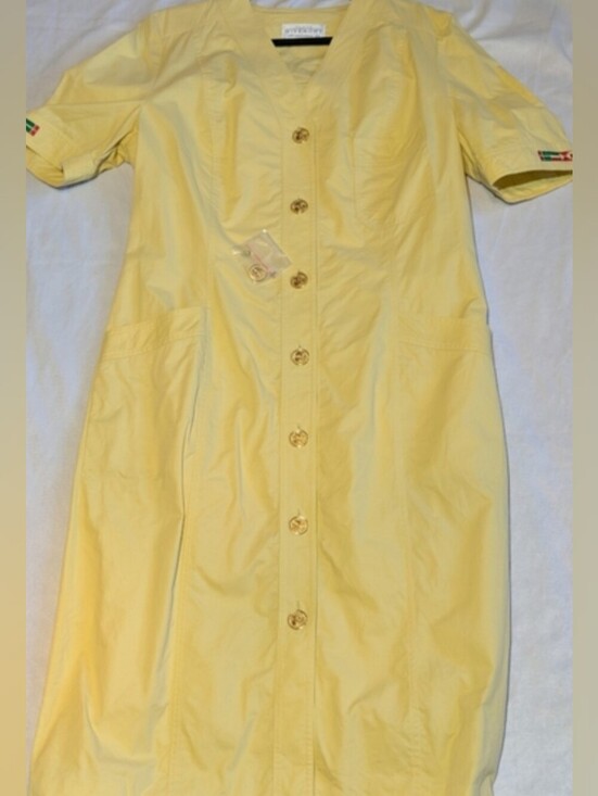 Givenchy Dresses & Skirts - Vintage Givenchy En Plus Butter Yellow Safari Utility Midi Shirt Dress 12W